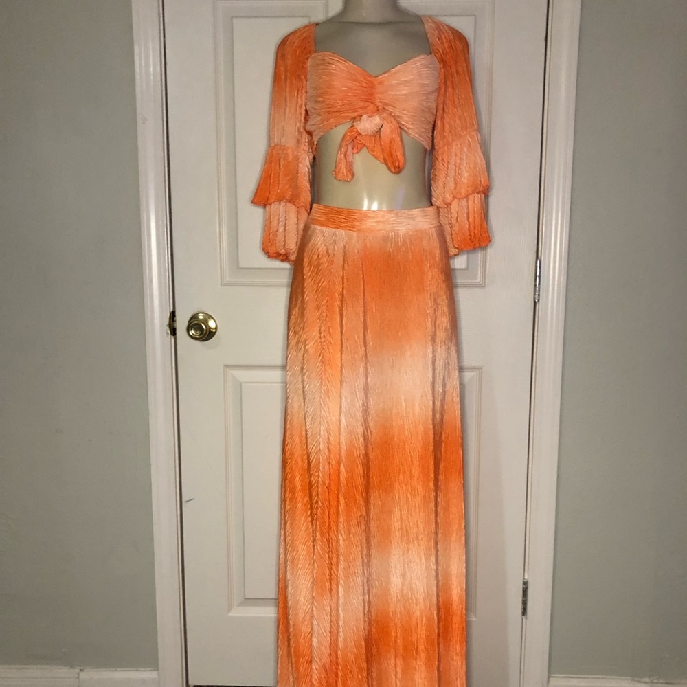 Coral Crop top& Skirt Set